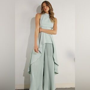 04. Hi Low Hem Dressy Top and Pant Set in Sky Mint